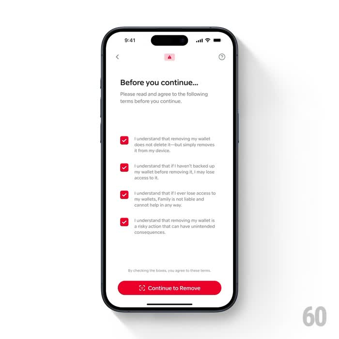 Multi-step confirm — screen slides, checklist staggers in