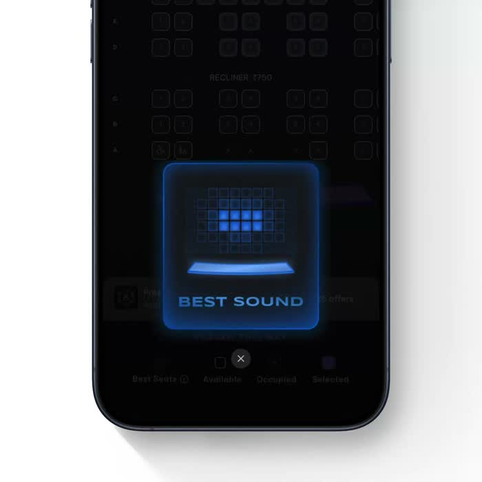 Glowing cards pulse through a dark cinema picker